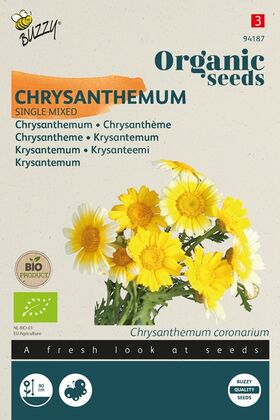 Biologische Chrysanthemum Zaden 'Enkelbloemig Gemengd' Biologische Chrysanthemum Zaden 'Enkelbloemig Gemengd'